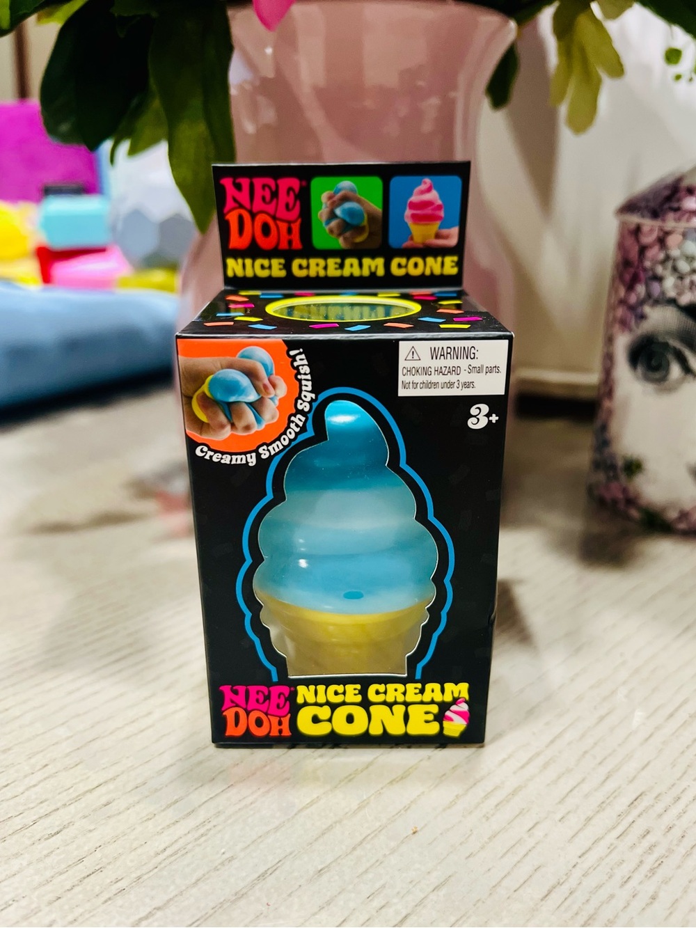 NeeDoh Nice Cream Cone Squishy Sensory Toy - Blue & Yellow AUTHENTIC